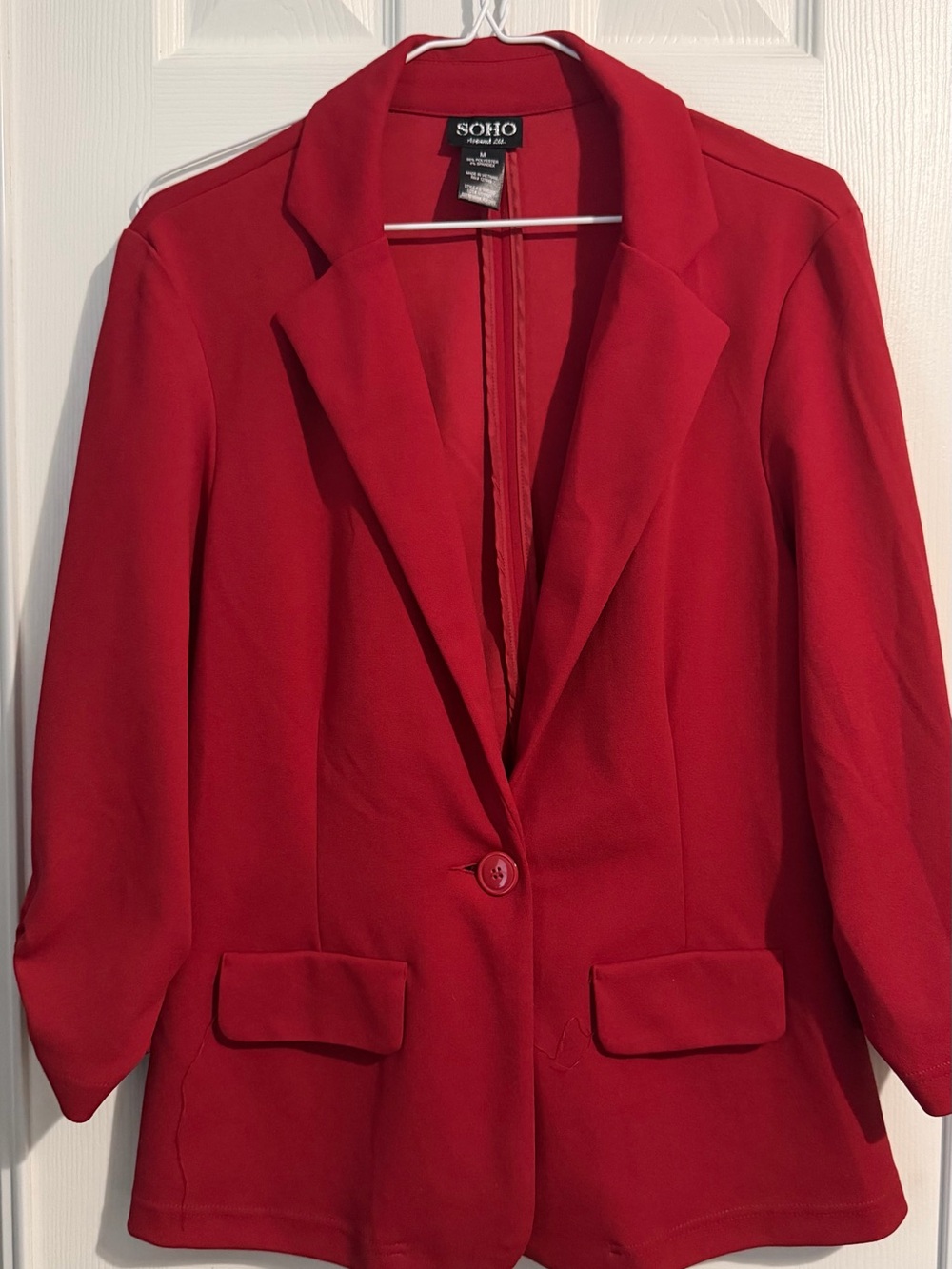 SOHO Vibrant Red Single-Button Women's Blazer